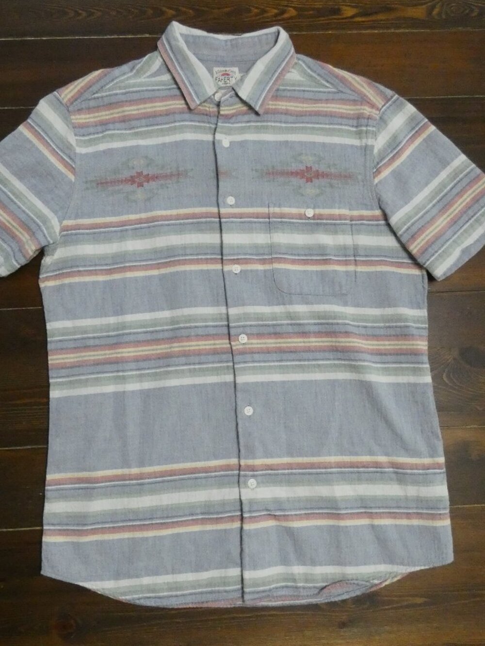 Faherty x Good Feather Men's M Southwestern Print Button Up Shirt Cotton Pastel
